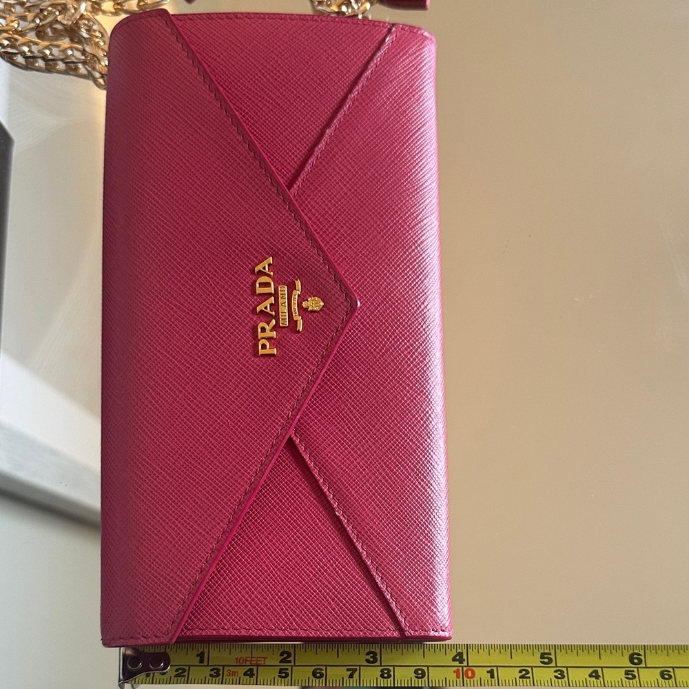 Prada 💕Magenta Envelope Wallet / Clutch with Gold Hardware - like new!! - Picture 11 of 15